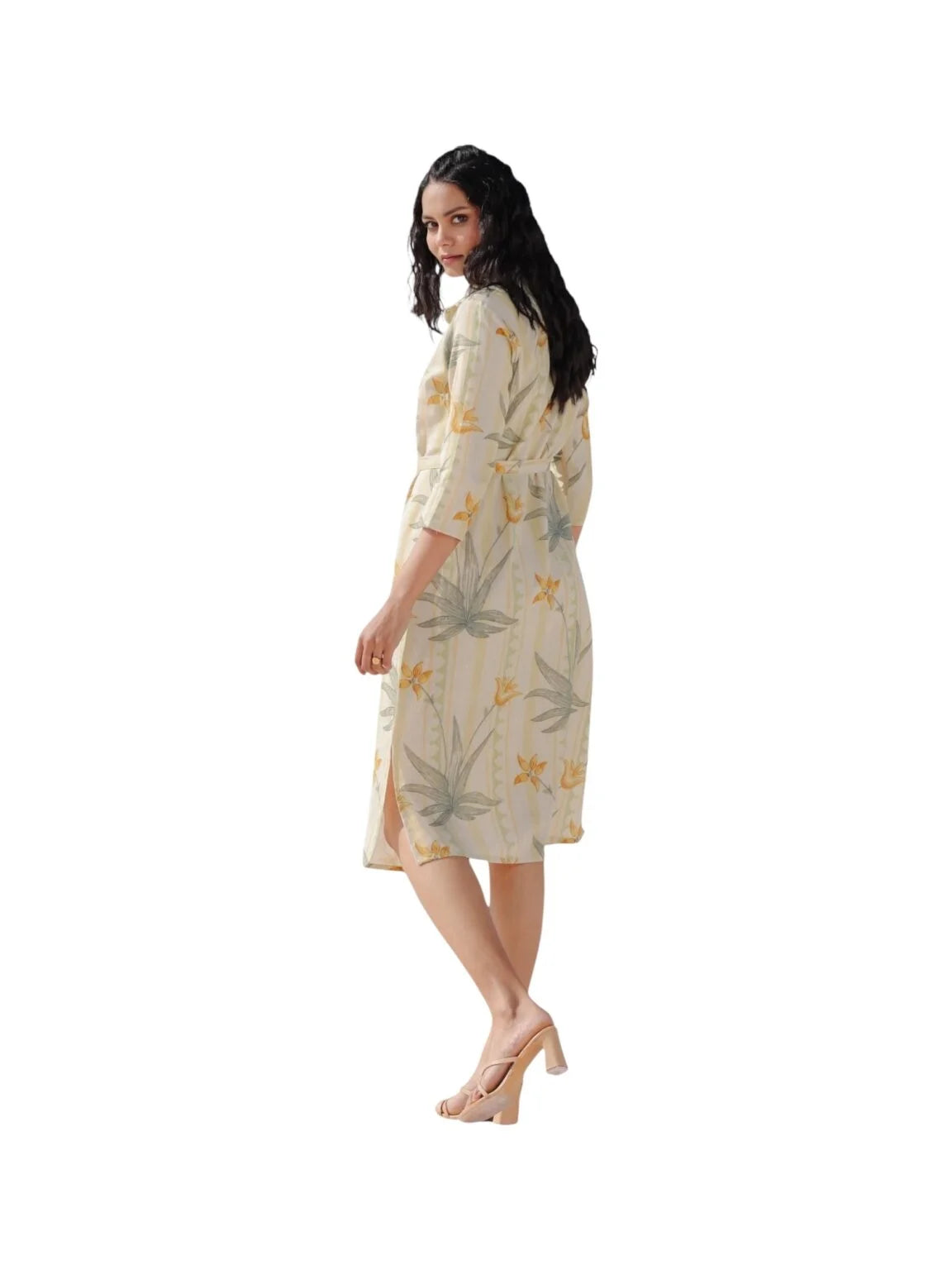 Beige Cotton Printed Kurta with Subtle Nature-Inspired Motifs