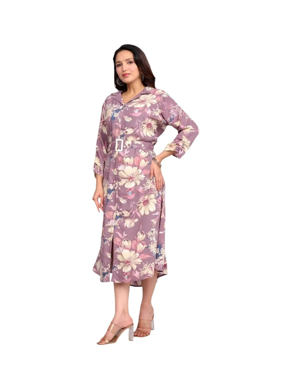 Lilac Cotton Printed Kurta for Subtle Floral Charm