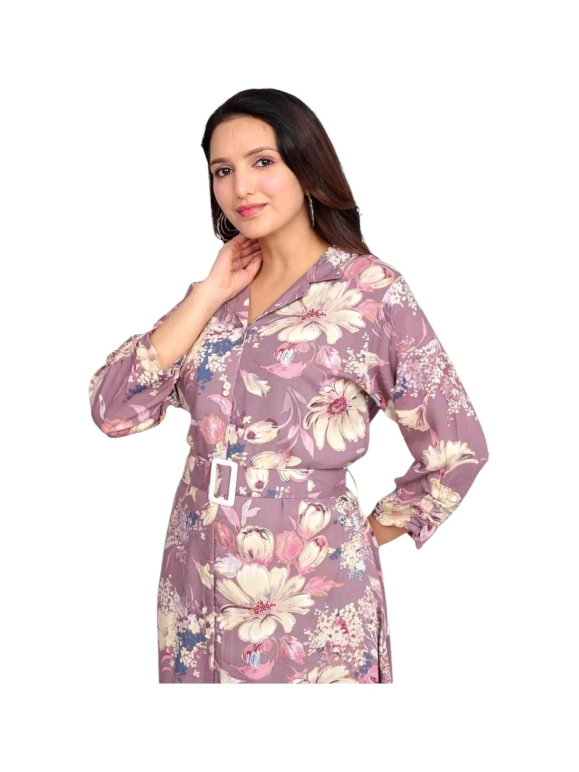 Lilac Cotton Printed Kurta for Subtle Floral Charm