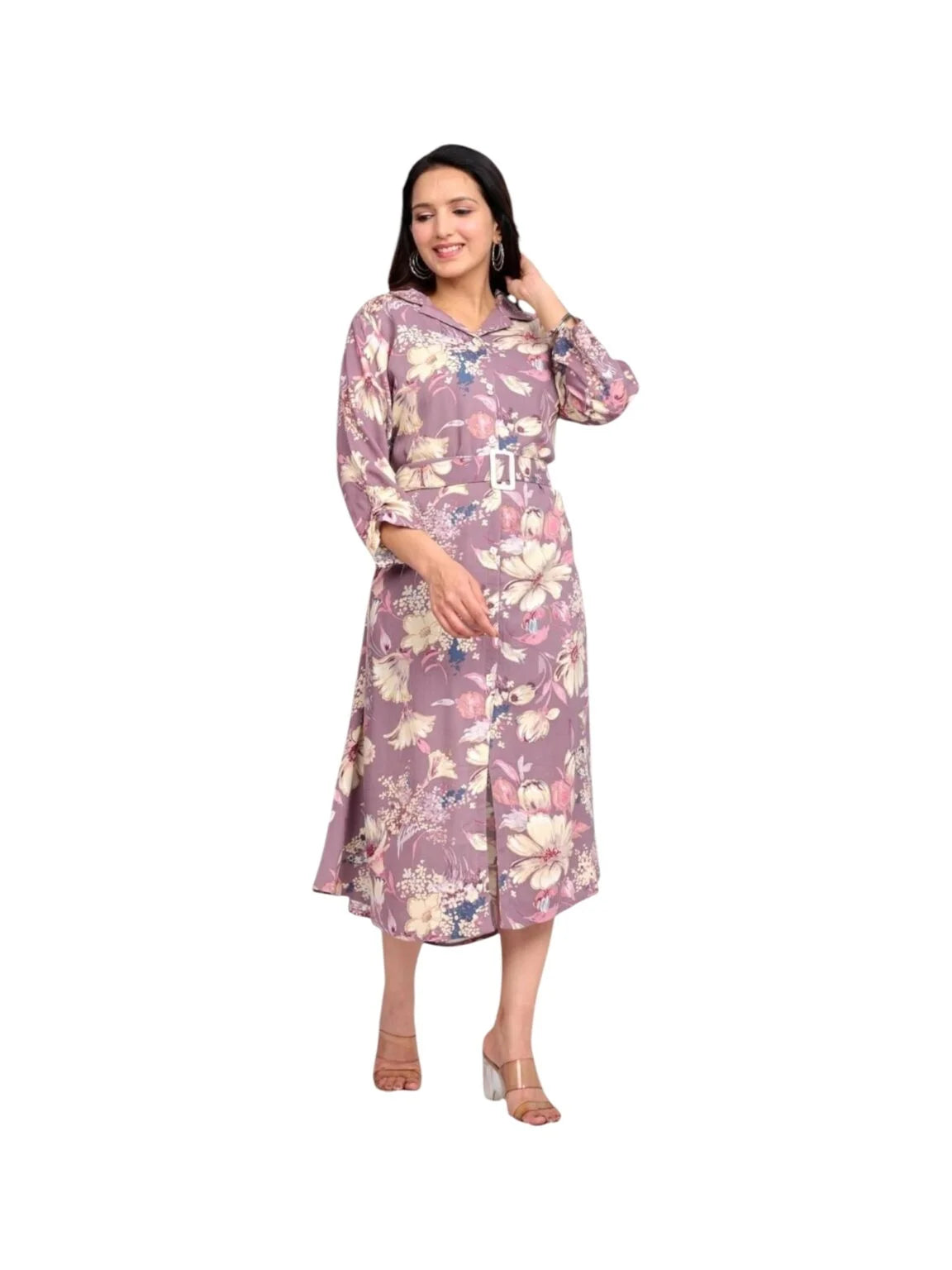 Lilac Cotton Printed Kurta for Subtle Floral Charm