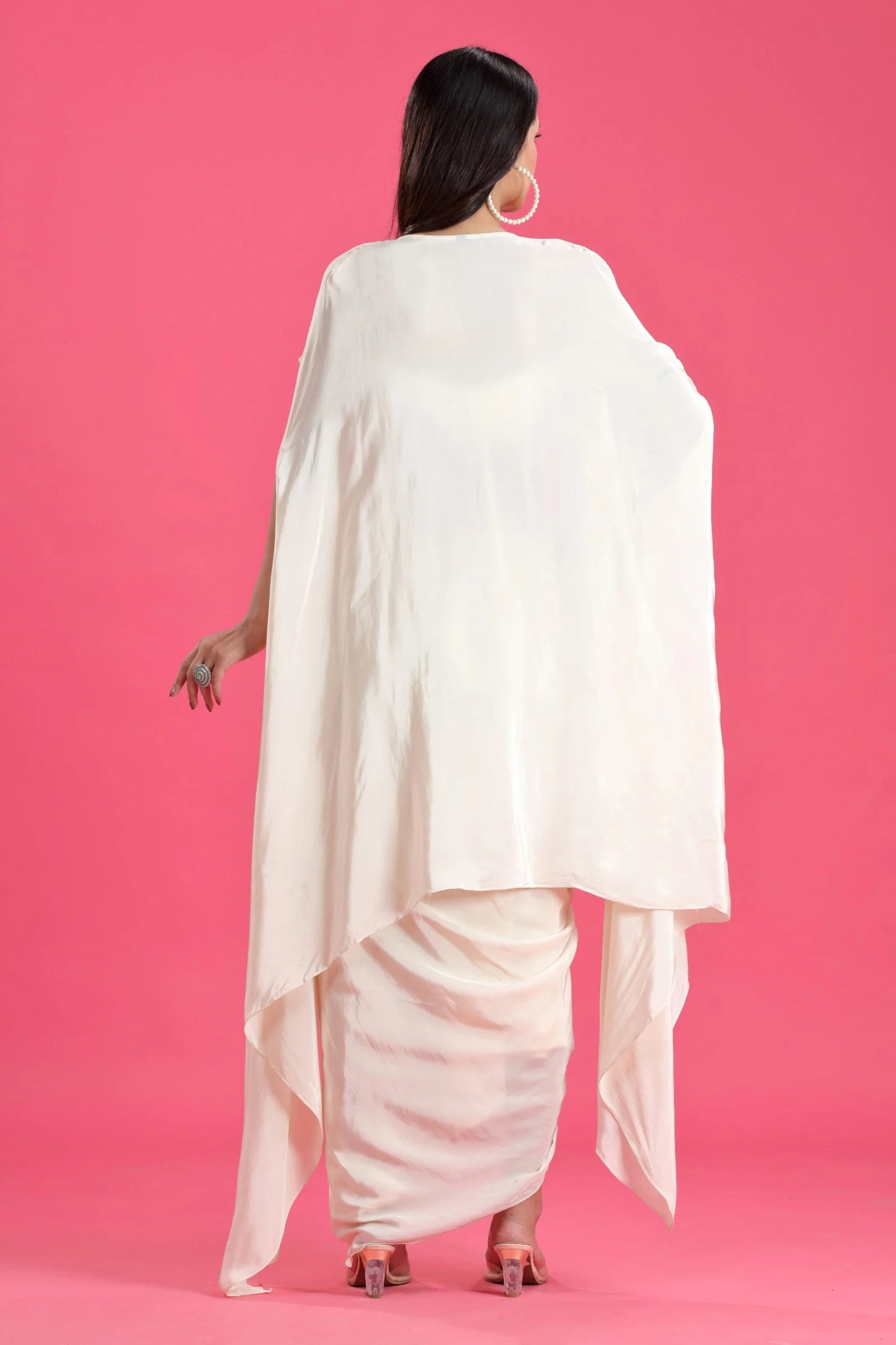 Milky White Indo-Western Crop Top With Jacket