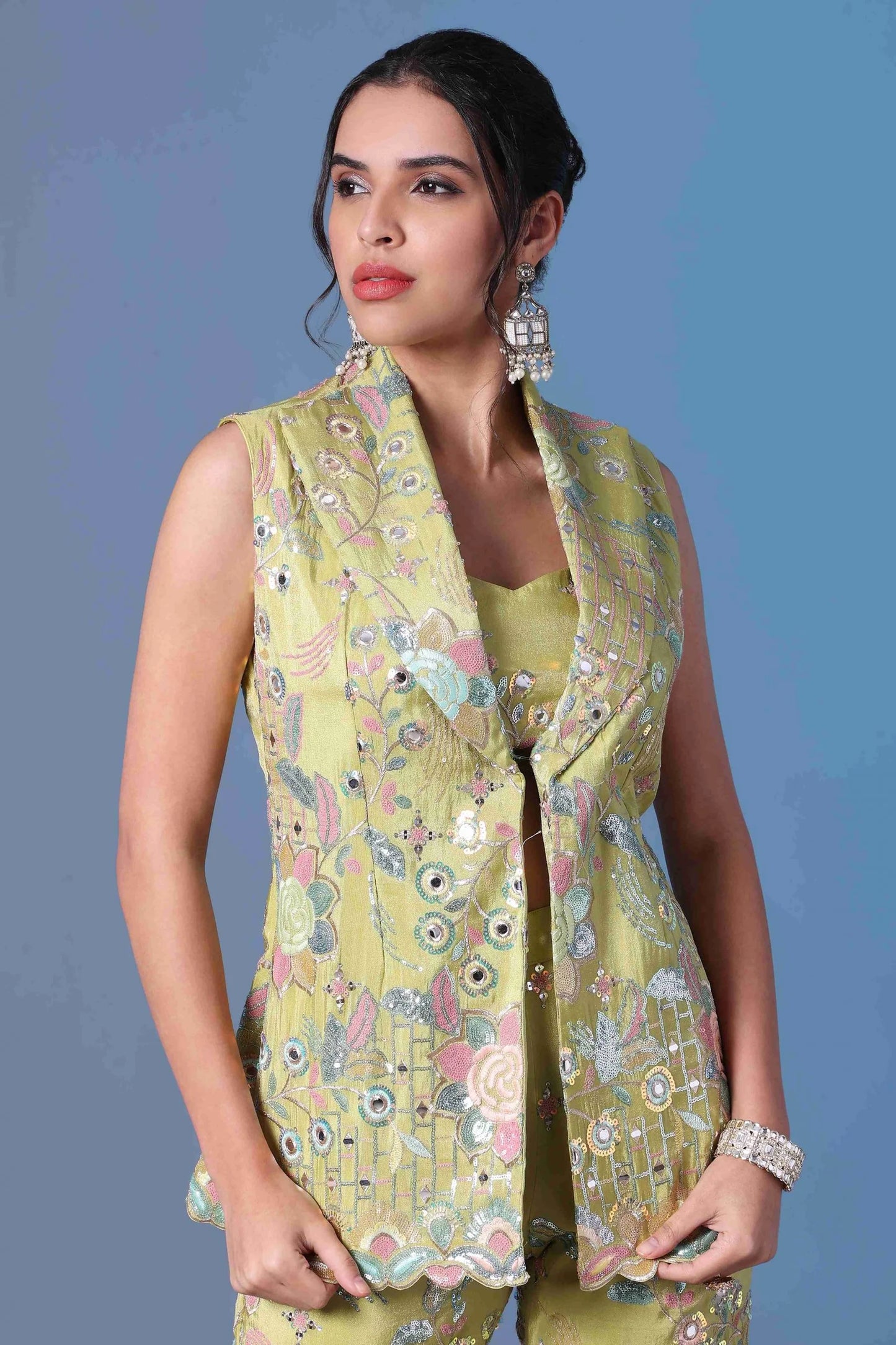 Mint Green Indo Western Blazer set