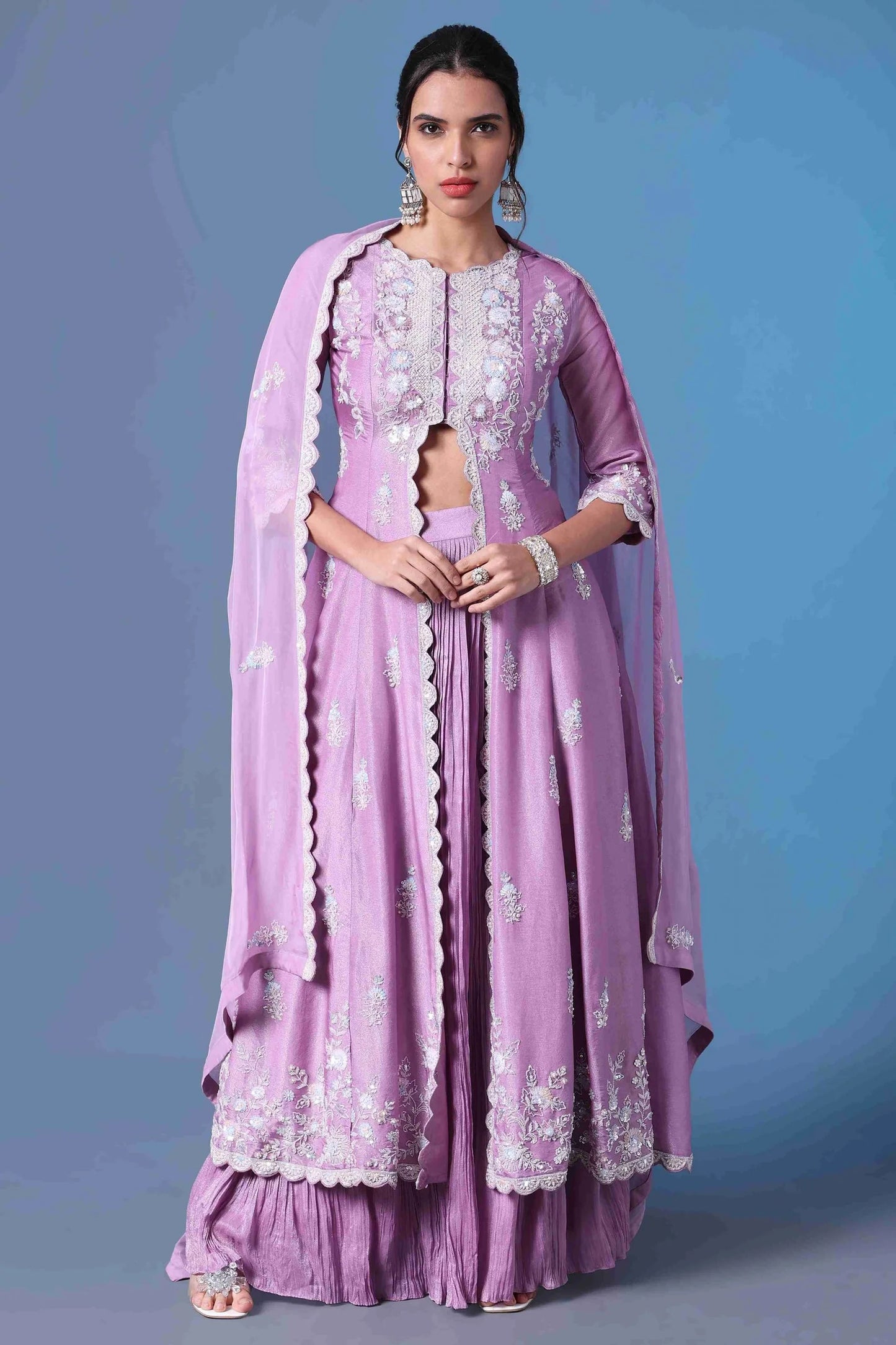 Lavendar Indo Western Salwaar Kameez