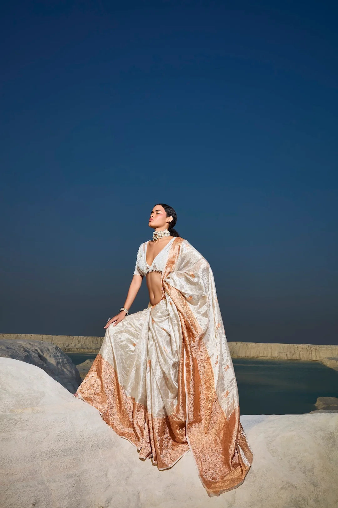 Magenta Georgette Saree with Resham Weaving and Bird & Floral Motifs