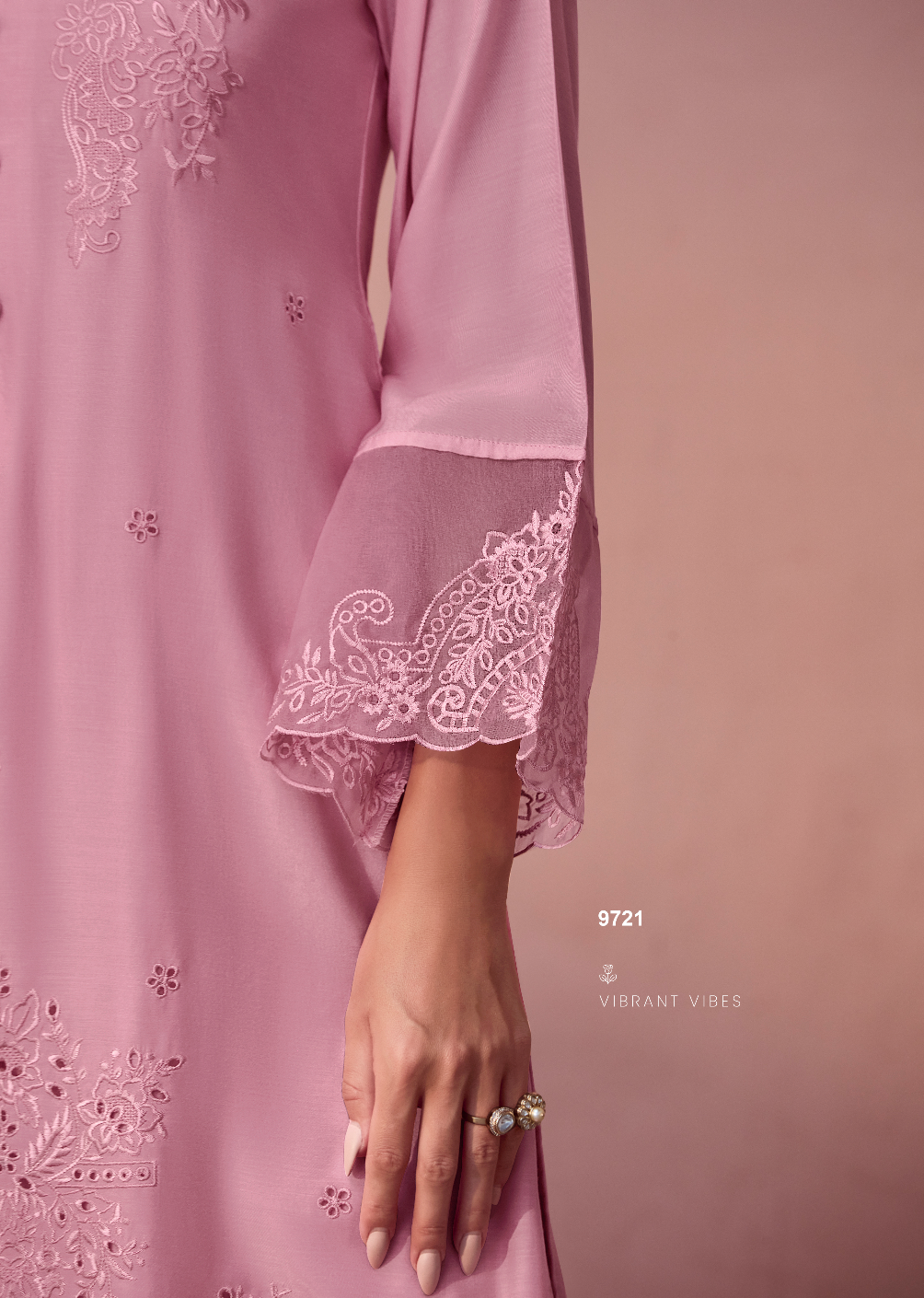 Pink Embroidered Unstitched Cotton Kurta Set with Printed Dupatta