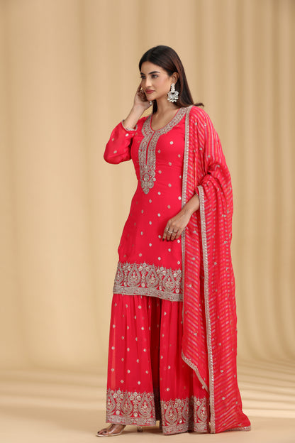 Rani Organza Outfit with Cutdana & Zari Work