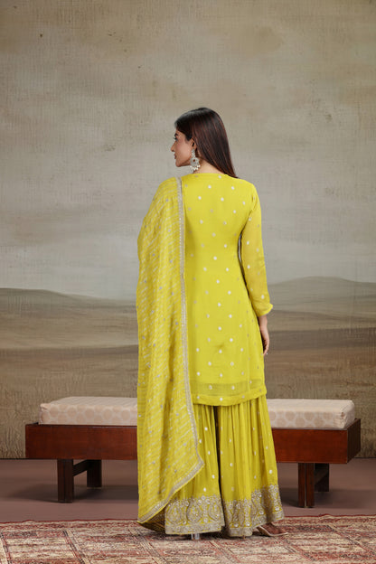 Green Organza Outfit with Cutdana & Zari Work