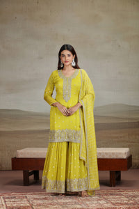 Green Organza Outfit with Cutdana & Zari Work