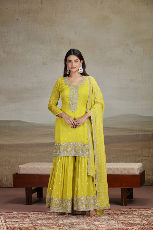 Green Organza Outfit with Cutdana & Zari Work