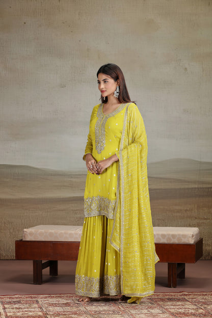 Green Organza Outfit with Cutdana & Zari Work