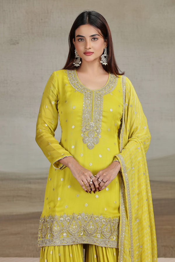 Green Organza Outfit with Cutdana & Zari Work