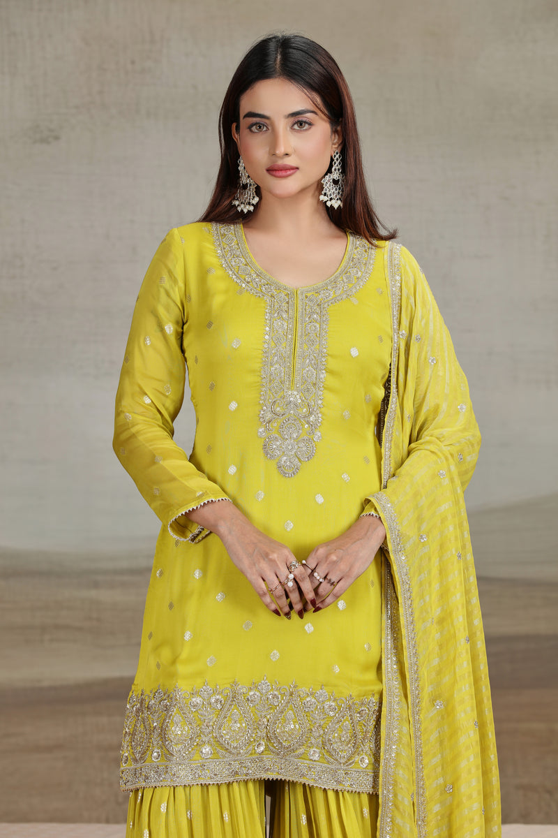 Green Organza Outfit with Cutdana & Zari Work