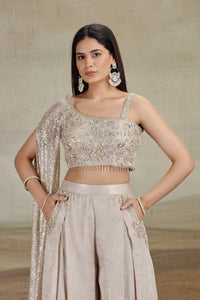 Gold Net & Velvet Outfit with Sequins & Stone Work