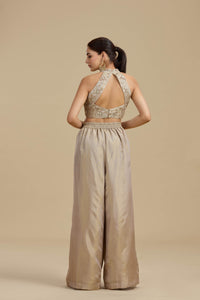 Bronze Gold Tissue Suit Set with Cutdana, Zari & Zardosi Work