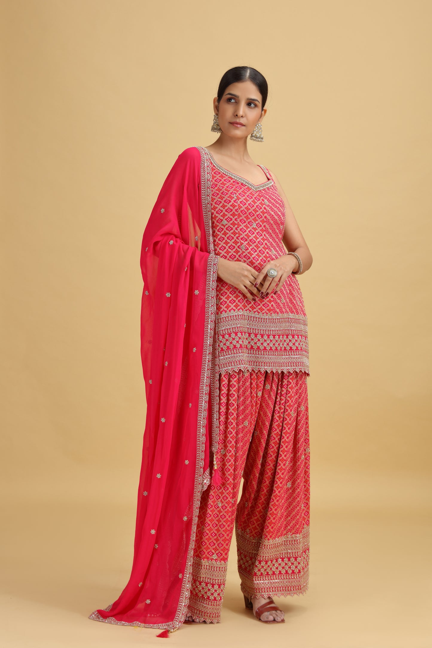 Pink Banarasi Silk Suit Set with Georgette Dupatta