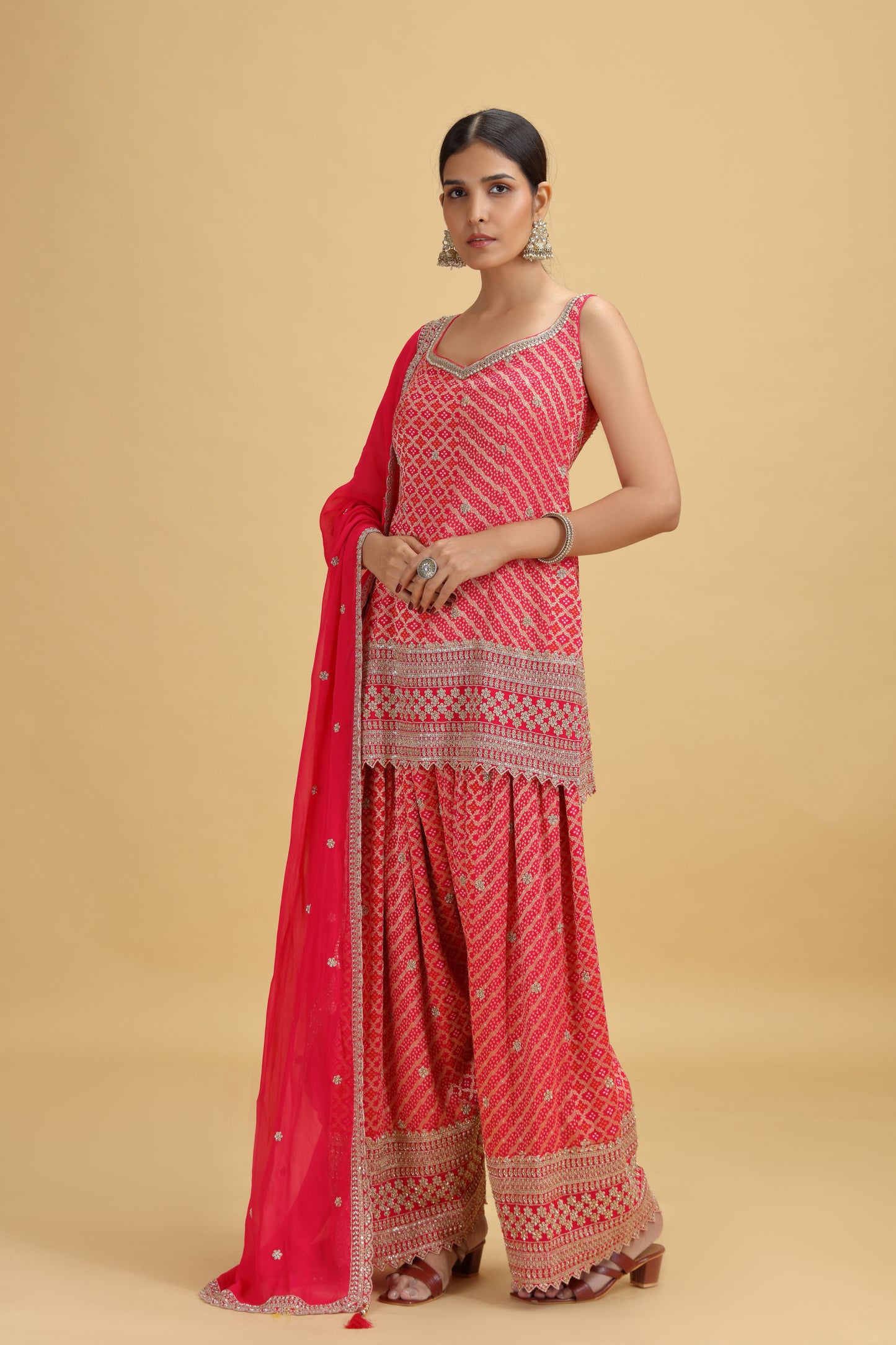 Pink Banarasi Silk Suit Set with Georgette Dupatta
