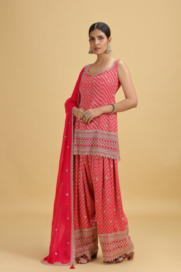 Pink Banarasi Silk Suit Set with Georgette Dupatta