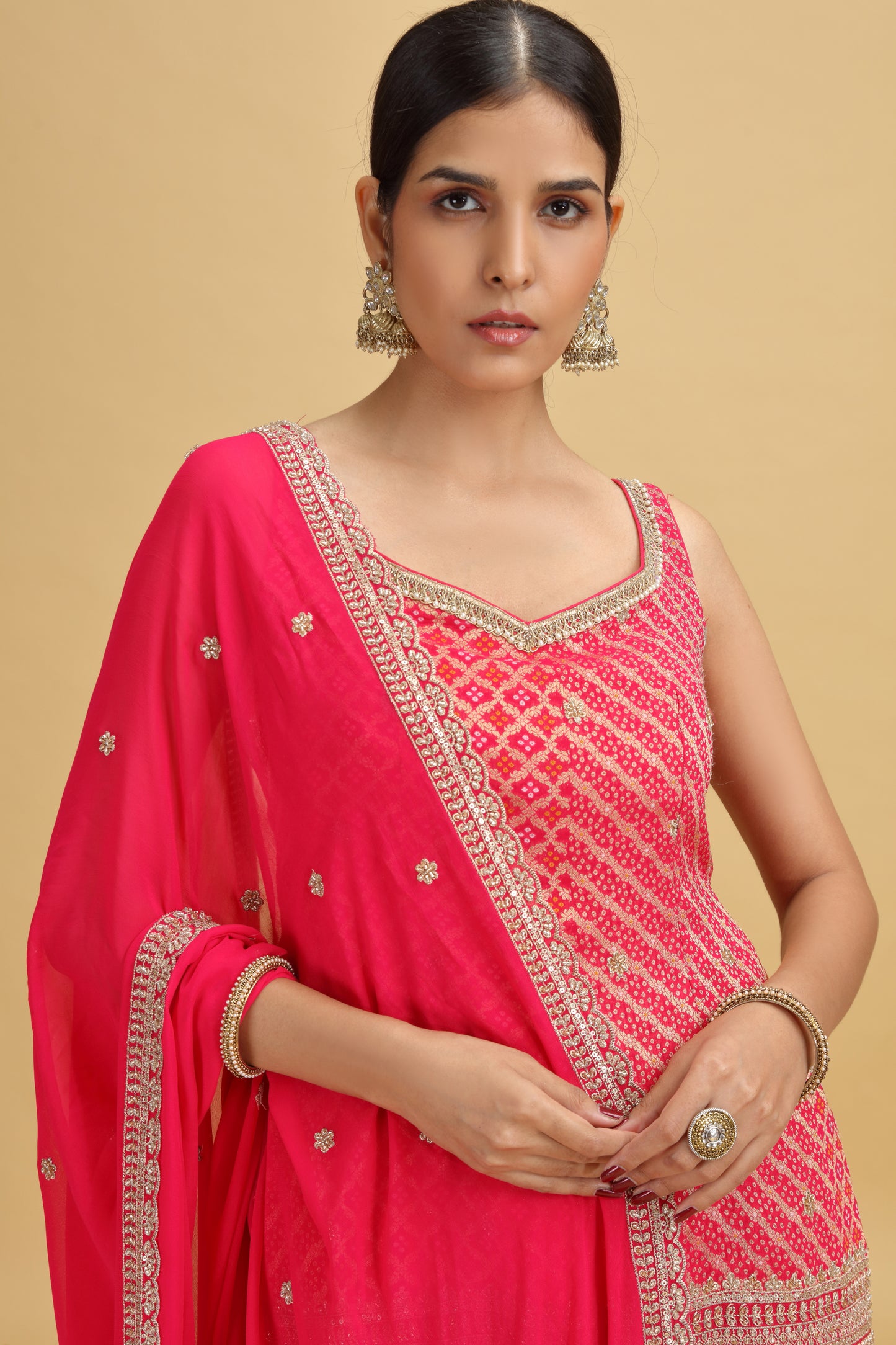 Pink Banarasi Silk Suit Set with Georgette Dupatta