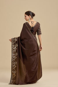 Brown Woven Dola Silk Saree with Unstitched Blouse