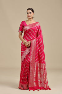 Pink Dola Silk Saree with Unstitched Blouse