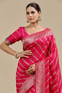 Pink Dola Silk Saree with Unstitched Blouse