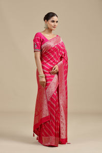 Pink Dola Silk Saree with Unstitched Blouse