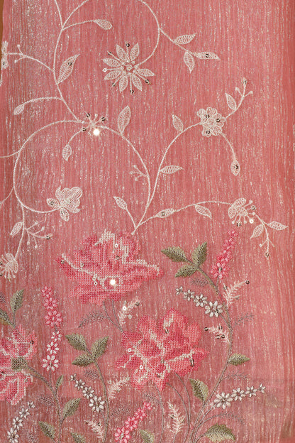Pink Resham Embroidered Dress Material Suit