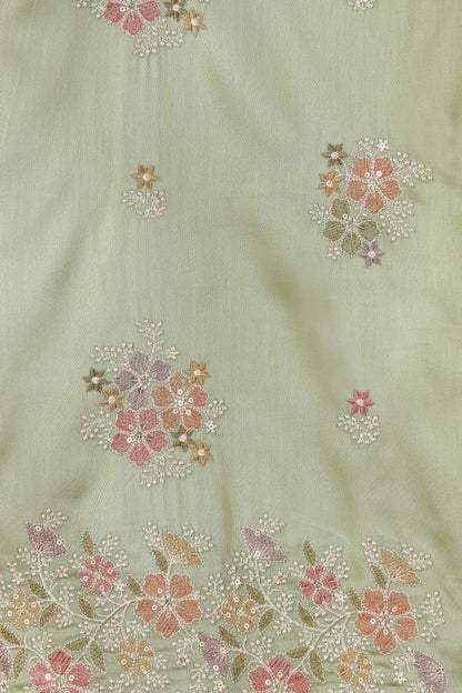 Green Kathan & Chinnon Unstitched Suit Material Dress for Women
