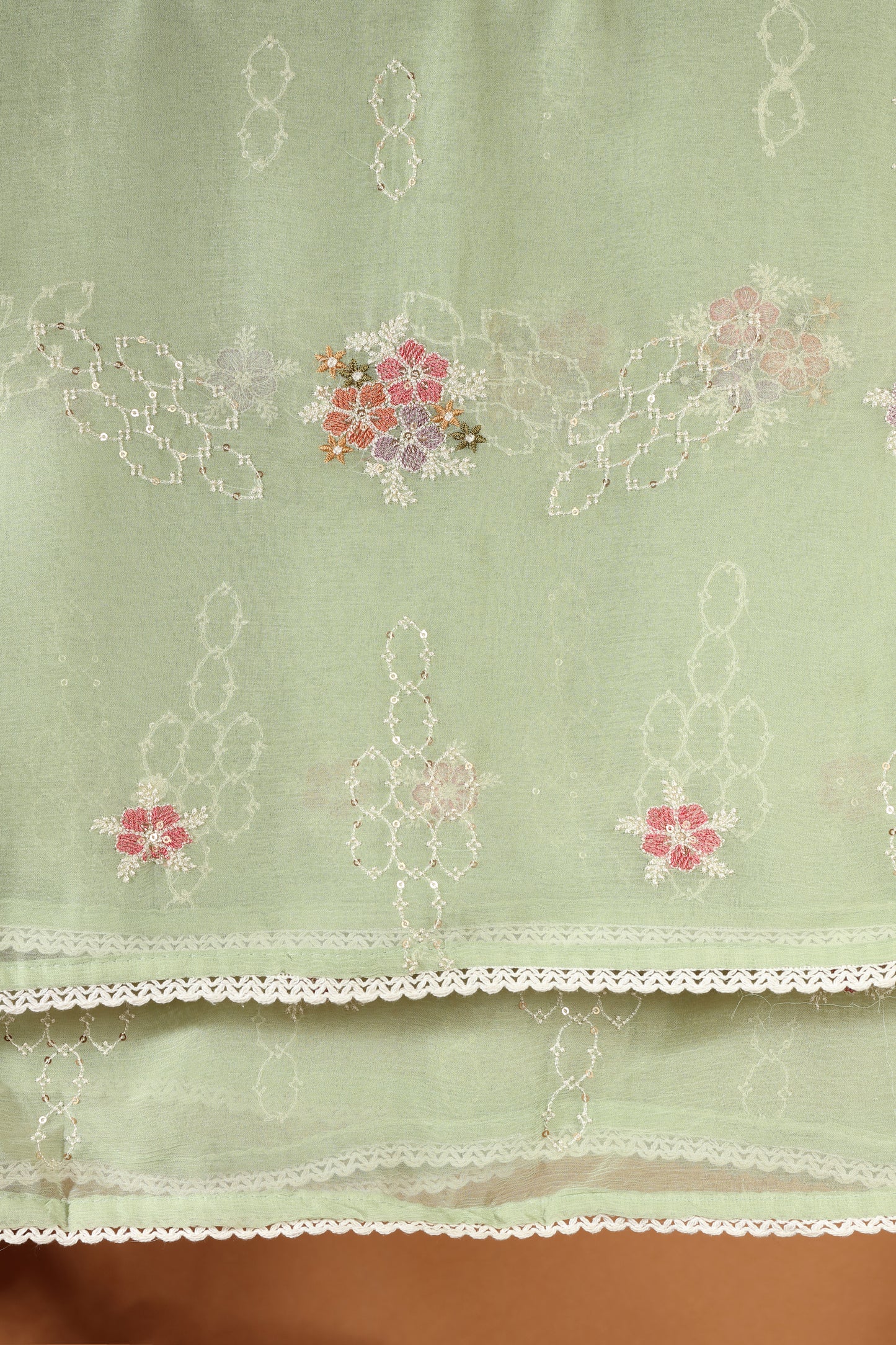 Green Kathan & Chinnon Unstitched Suit Material Dress for Women