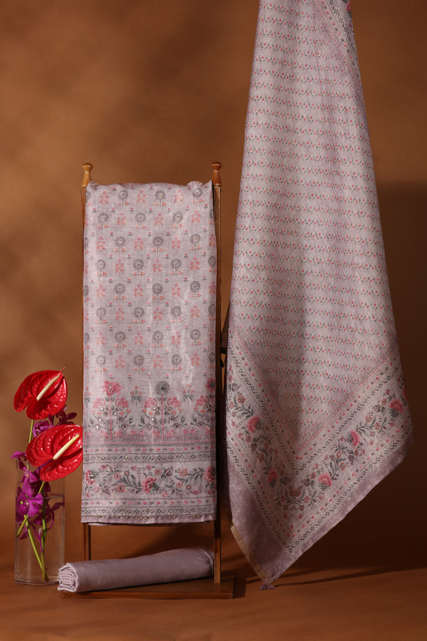 Purple Kathan Unstitched Dress Material Suit for Women