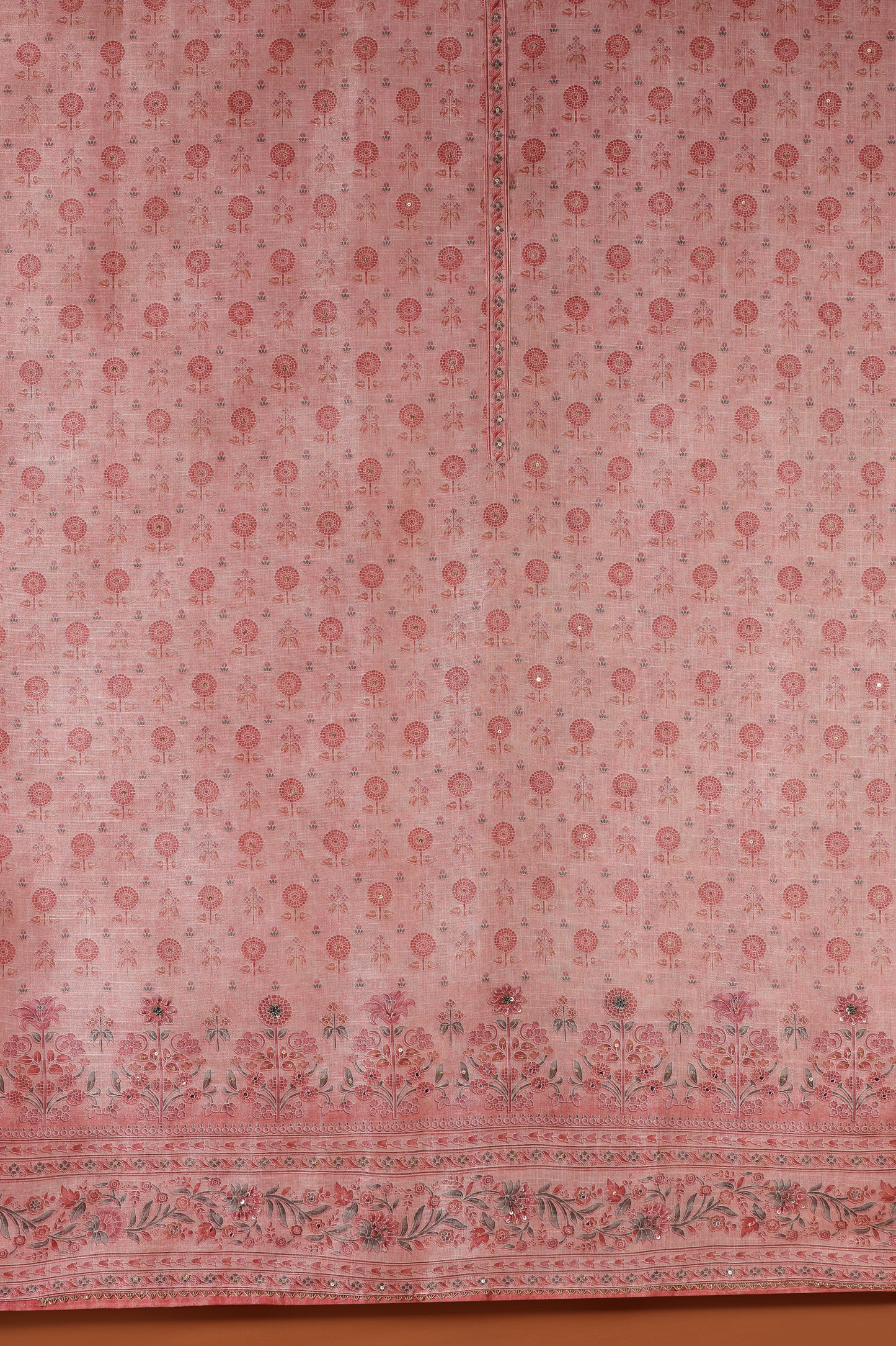 Pink Printed Kathan Silk Unstitched Dress Material Suit for Women