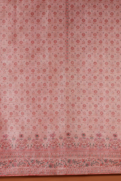 Pink Printed Kathan Silk Unstitched Dress Material Suit for Women