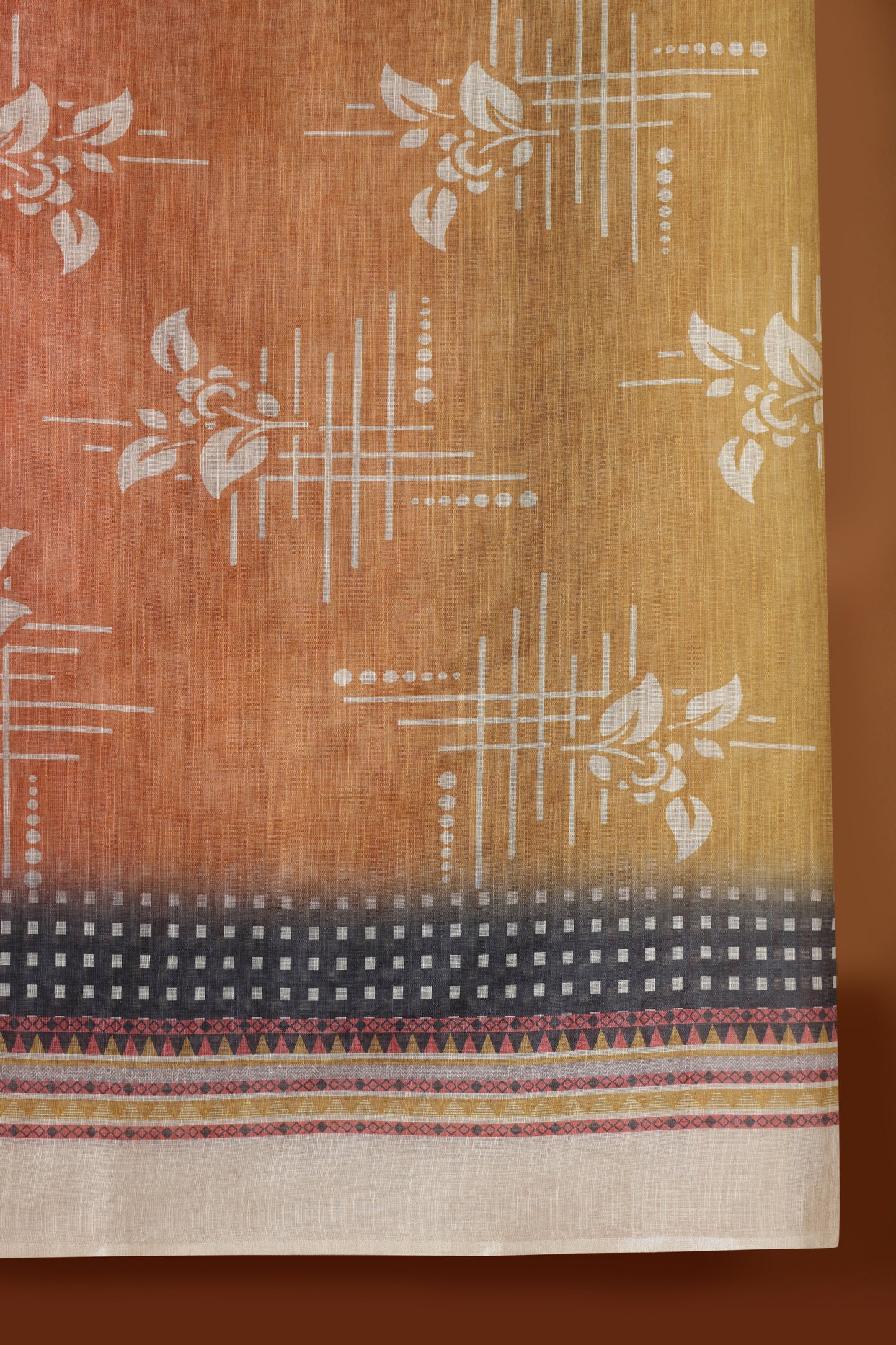 Blue Printed Kathan Unstitched Dress Material Suit