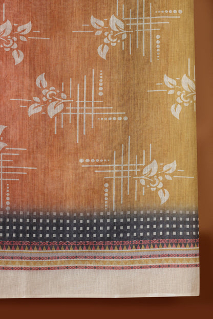 Blue Printed Kathan Unstitched Dress Material Suit