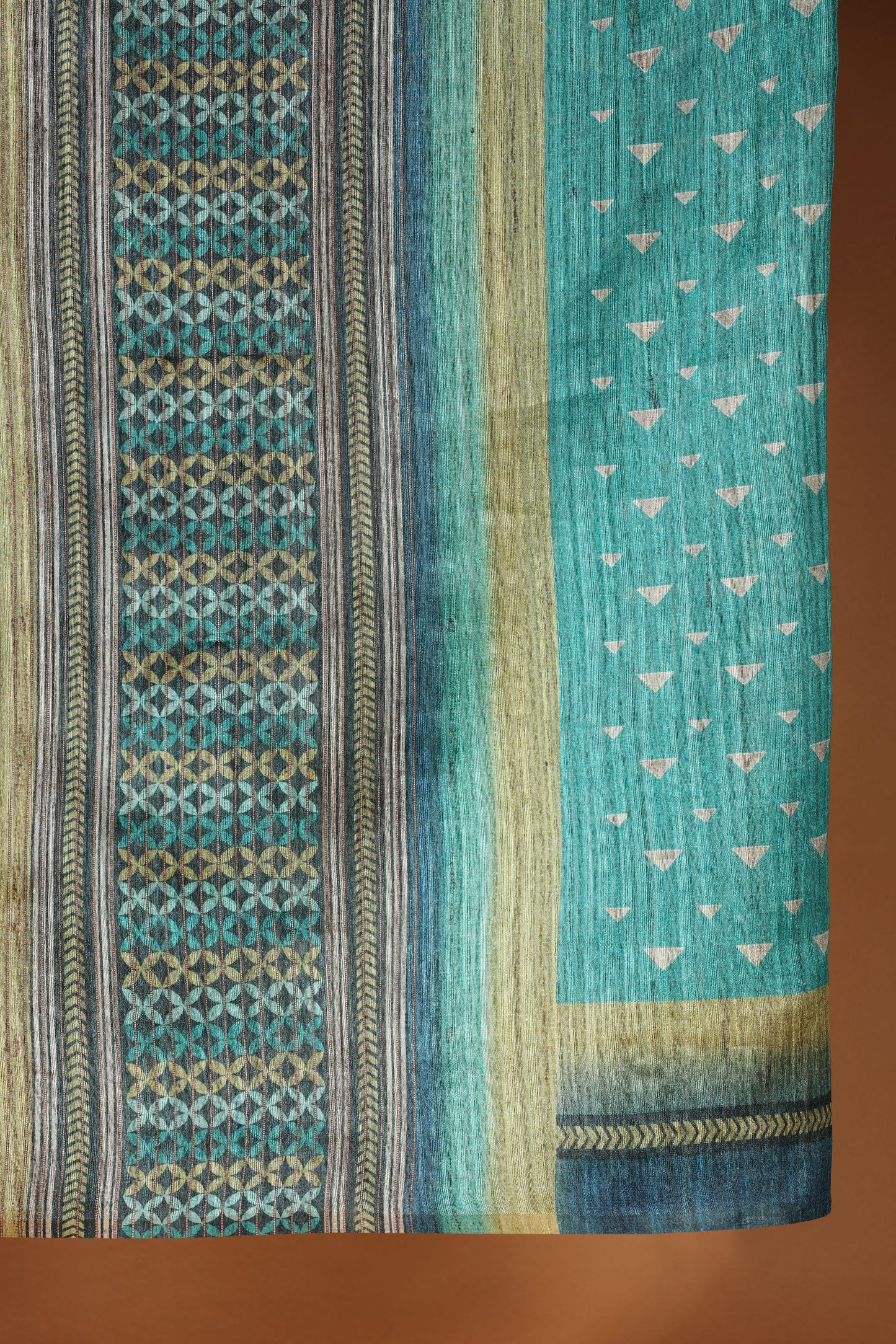 Emerald Green Chanderi & Kathan Silk Printed Suit Set