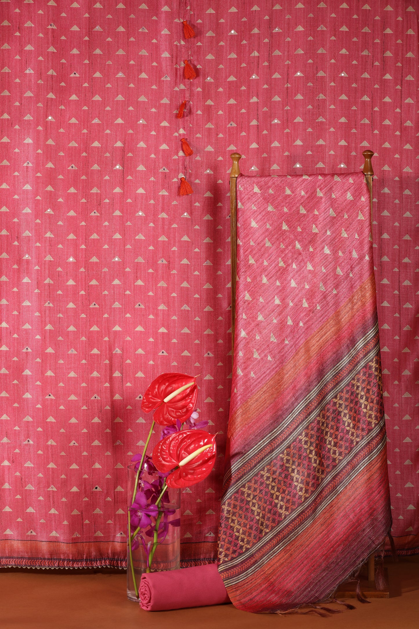 Pink Chanderi & Kathan Silk Suit Set