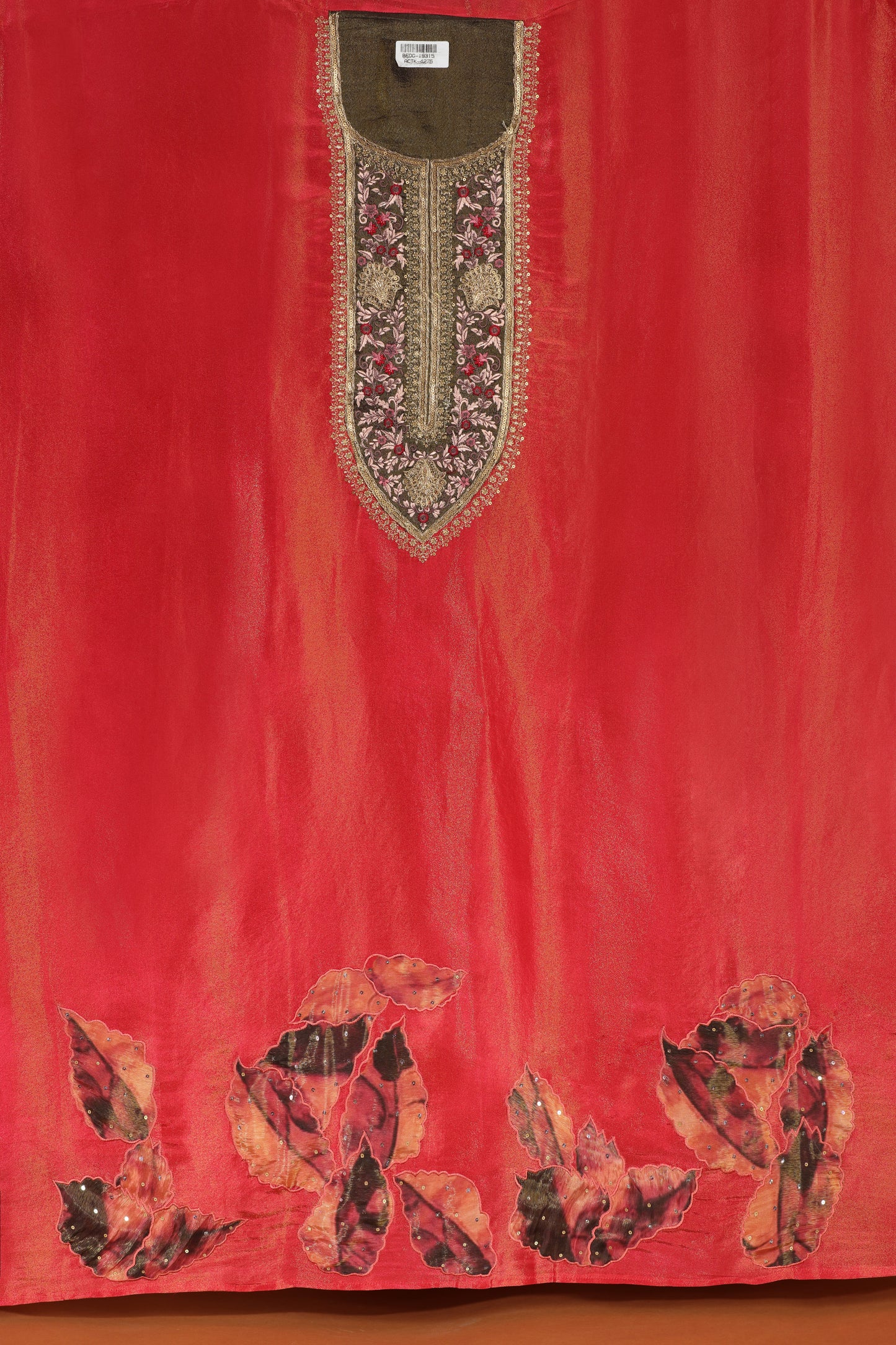 Multicolour Dupatta Embroidered Red Tissue Suit Set