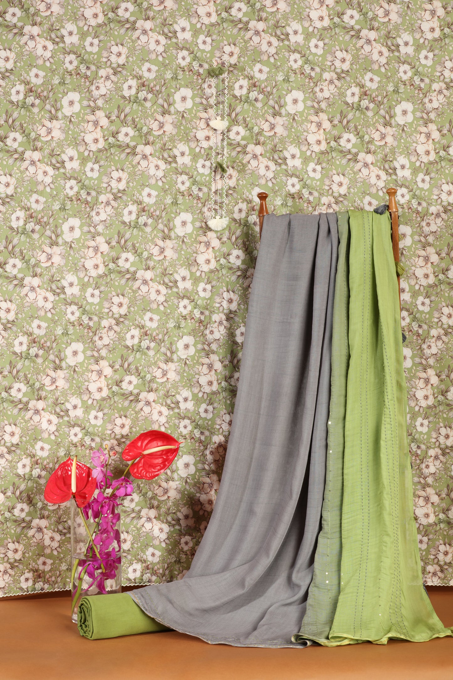 Green Printed Cotton Suit Set