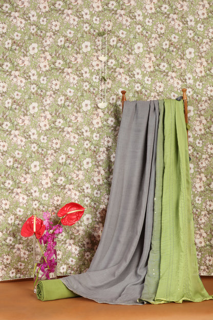 Green Printed Cotton Suit Set