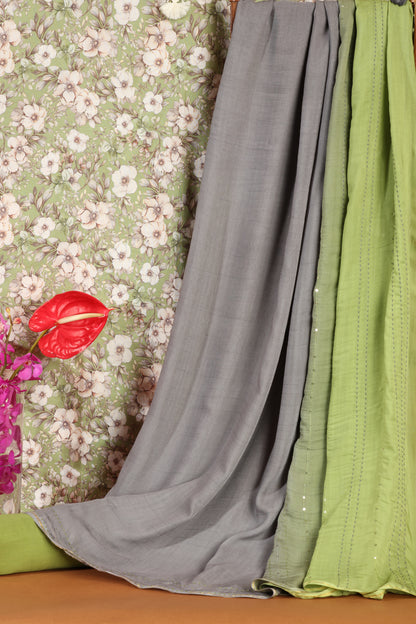 Green Printed Cotton Suit Set