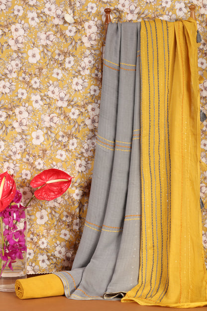 Sunshine Yellow Printed Cotton Suit Set