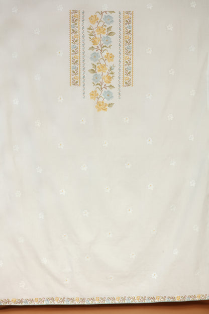 Royal Blue Embellished Cotton Suit Set with Chiffon Dupatta