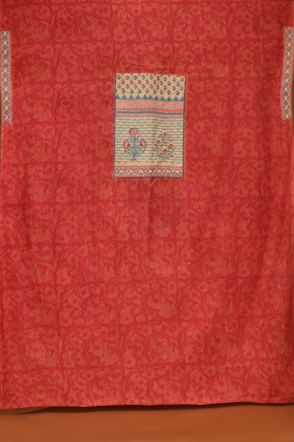 Orange Cotton Printed Suit Set with Chanderi Dupatta