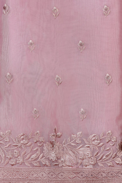 Blush Pink Cotton-Organza Suit Set with Resham Detailing
