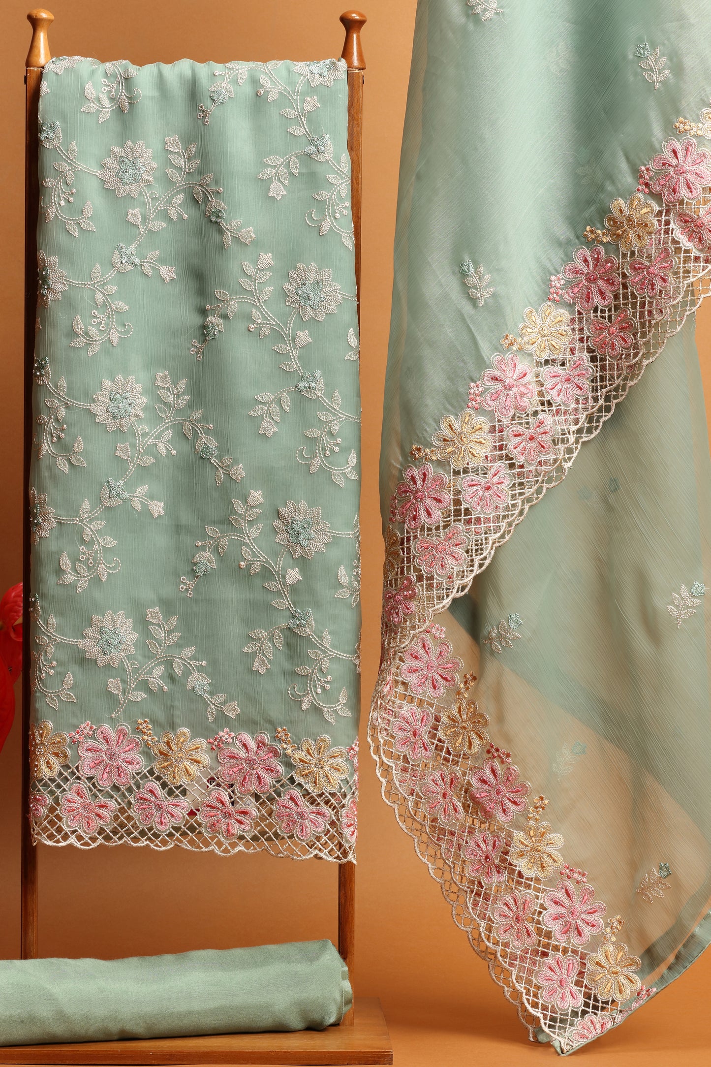 Green Organza Dress Material Suit