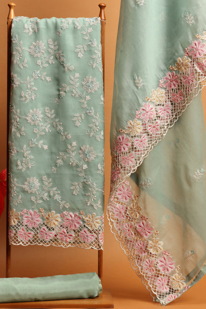 Green Organza Dress Material Suit