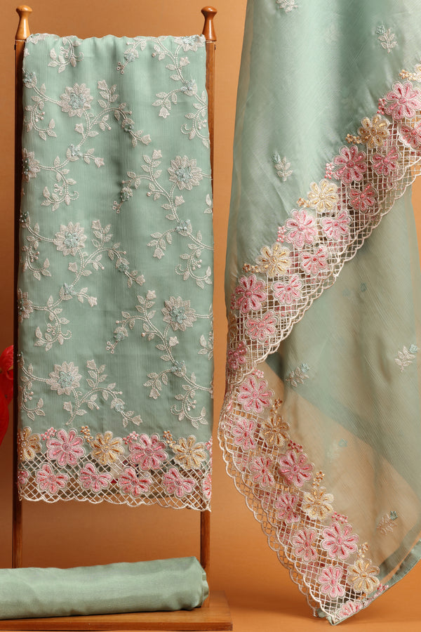 Green Organza Dress Material Suit