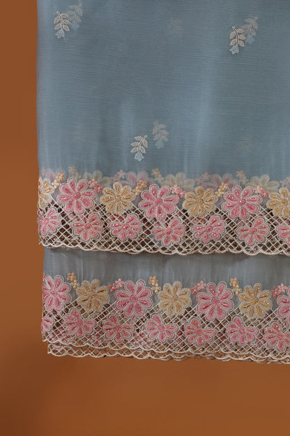 Grey Organza Dress Suit Material