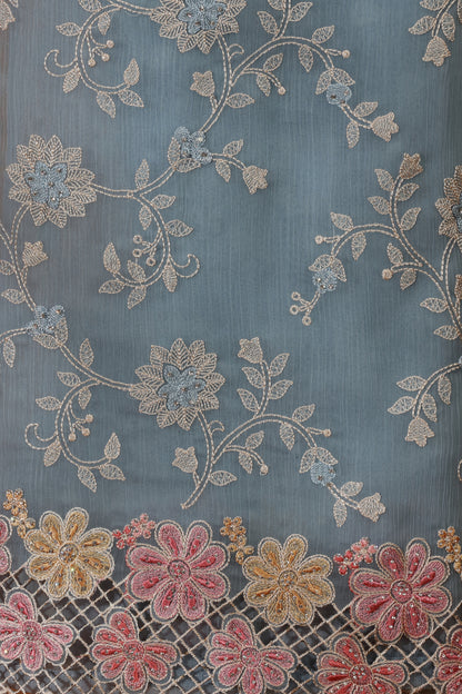 Grey Organza Dress Suit Material