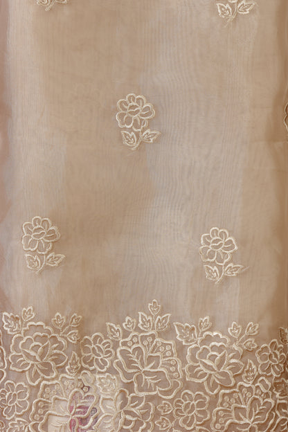 Beige Organza Suit Set with Elegant Resham Detailing
